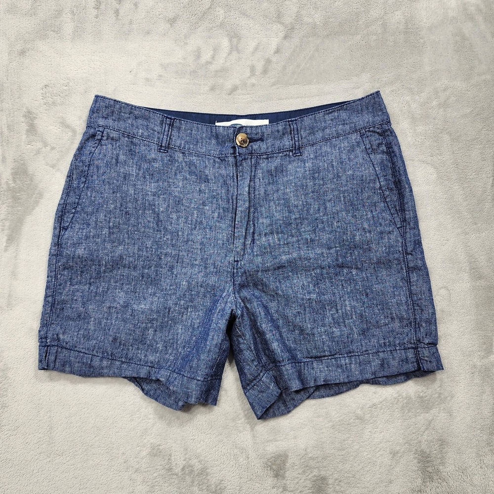 Old Navy Shorts Womens 8 Blue Everyday High Rise Dark Chambray‎ Chino Cuffed